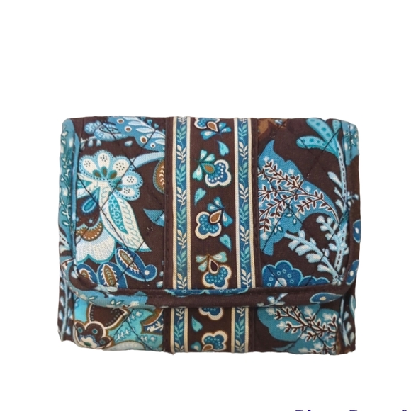 Vera Bradley Java Blue Shoulder Bag with Matching Trifold Wallet - Picture 5 of 6